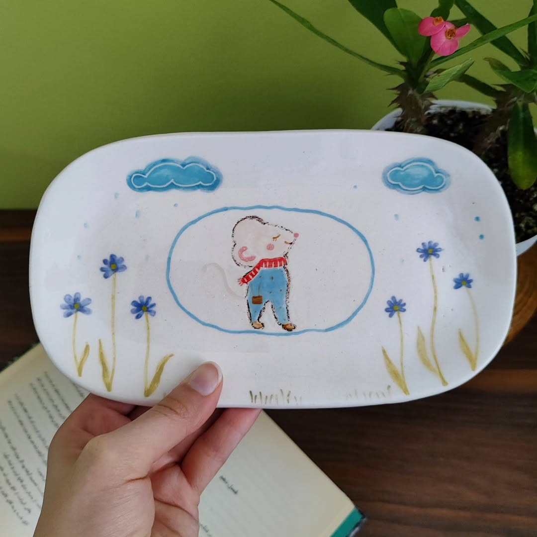 بشقاب سرامیکی دست ساز با فرم بیضی خرید مستقیم از تولید کننده